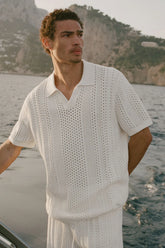 Coastline Knit Short Sleeve Polo - Ivory