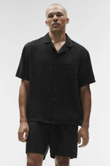 Linen Days Short Sleeve Button Up - Black