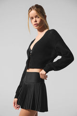 Sheer Cashmere Cropped Cardigan - Black