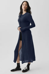 Sheer Cashmere Long Cardigan - Navy