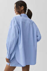Pinstripe Daylight Button Down Long Sleeve - Light Provence Blue/White