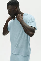 Linen Jersey Coastal Short Sleeve Tee - Seaside Blue