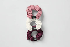 Fresh Mini Scrunchie (3-Pack) - Burgundy/Pink Wild Rose/Ivory