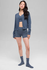 Snuggle Up Sweater Cropped Cardigan - Bluestone
