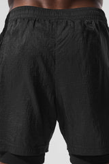 5" Game Time Ripstop 2-In-1 Short - Black/Black