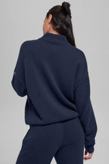 Wool Cashmere New Class 1/4 Zip Pullover - Navy