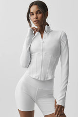 Airbrush Corset Full Zip Jacket - White