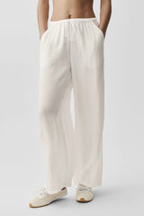 Semi-Sheer Golden Hour High-Waist Straight Leg Pant - Ivory