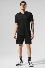 Open-Knit Polo - Black