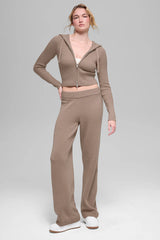 Wool Cashmere High-Waist New Class Wide Leg Pant - Chai Latte