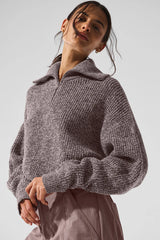 Marl Sweater 1/4 Zip Pullover - Mushroom Marl