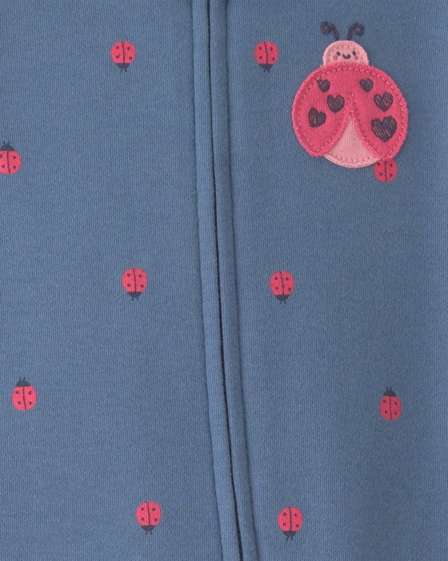 Baby Girl Ladybug 100% Cotton 2-Way Zip Sleep & Play Pajamas - Blue