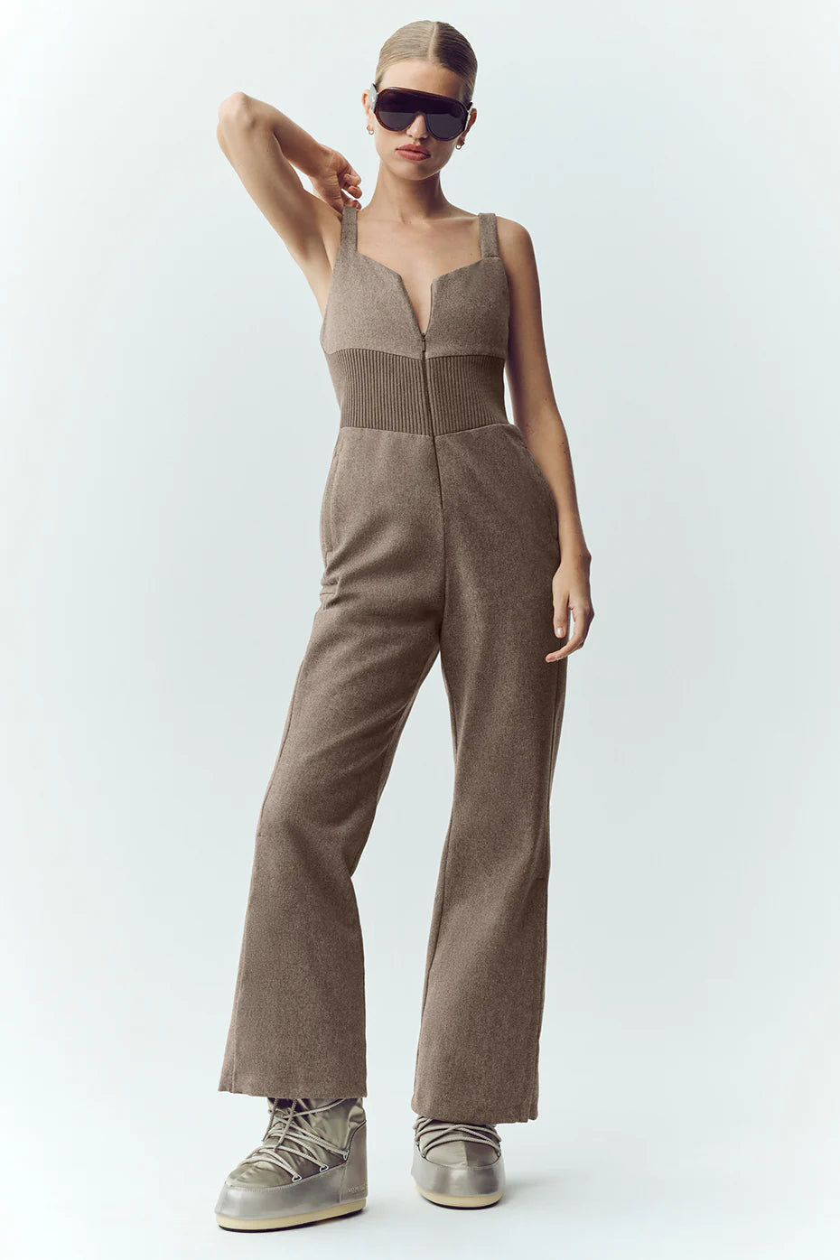 Wool Blend Bunny Slope Bib - Alpine Cocoa Heather