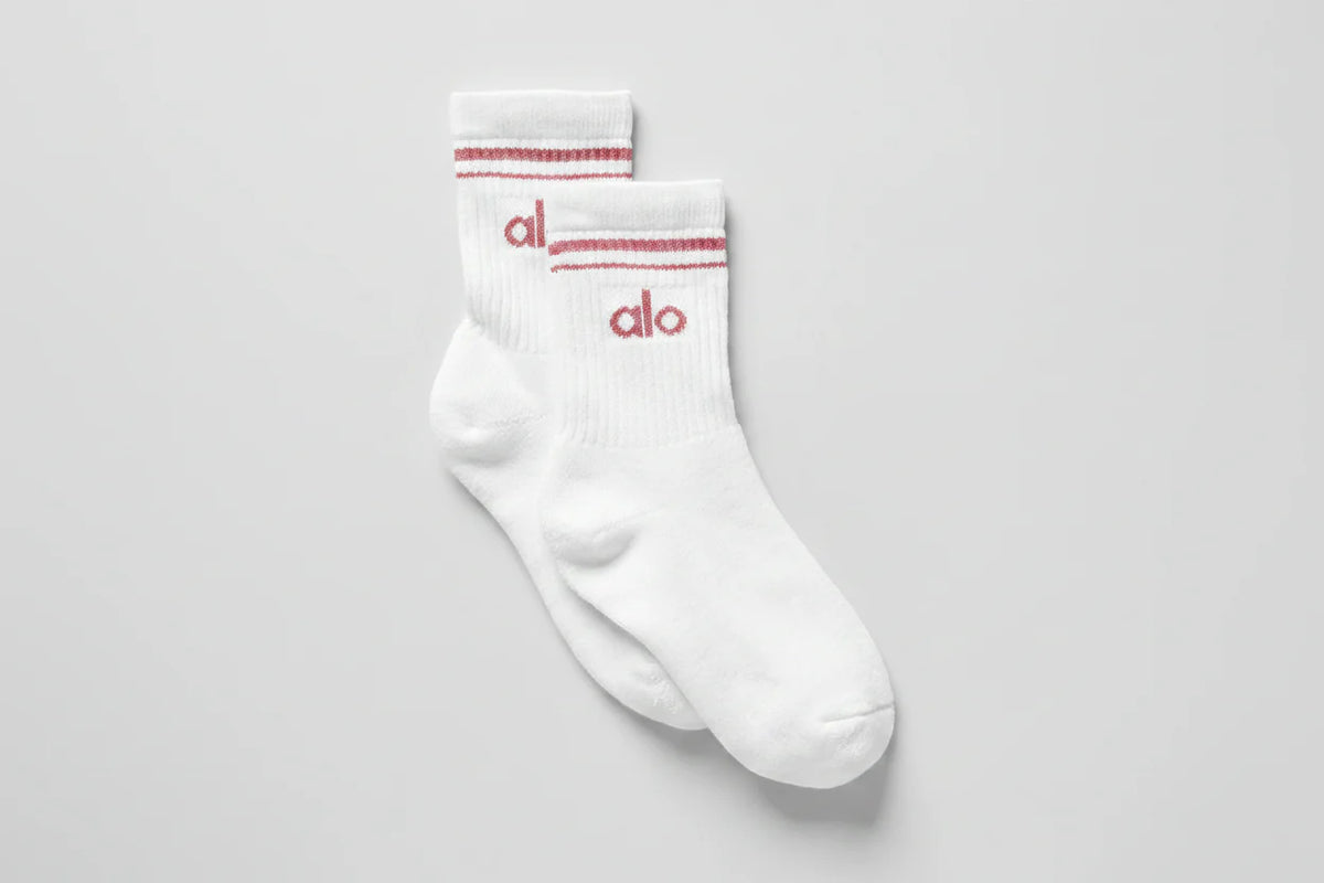 Unisex Half-Crew Throwback Sock - White/Pink Wild Rose