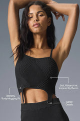 Denim Knit Garter Tank - Black/Anthracite