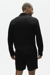 Linen Jersey Coastal Long Sleeve Button Up - Black
