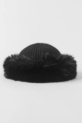 Courchevel Cashmere Faux Fur Beanie - Black