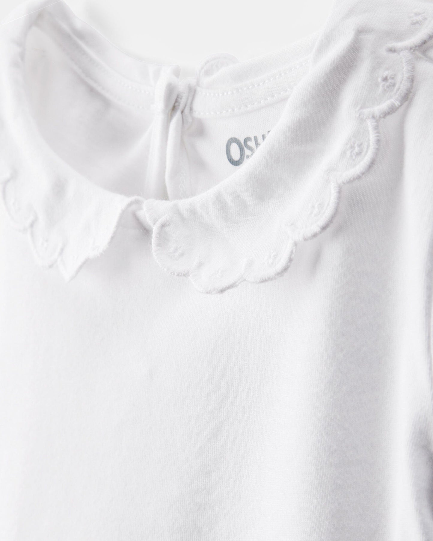Toddler Scalloped Collar Short-Sleeve Top - White