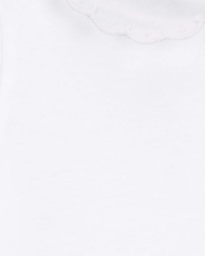 Toddler Scalloped Collar Short-Sleeve Top - White