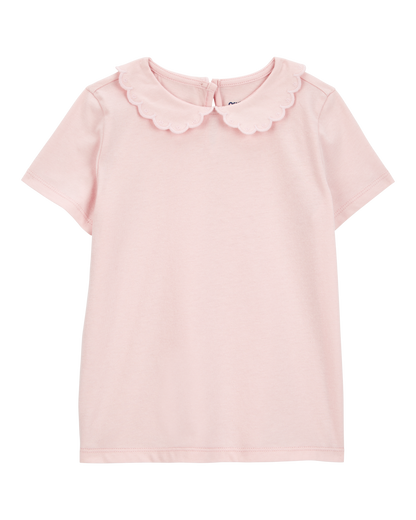Toddler Scalloped Collar Short-Sleeve Top - Pink