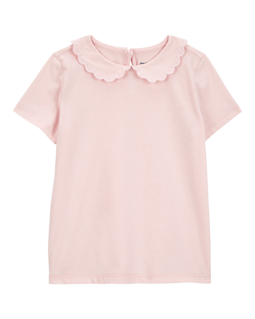 Toddler Scalloped Collar Short-Sleeve Top - Pink