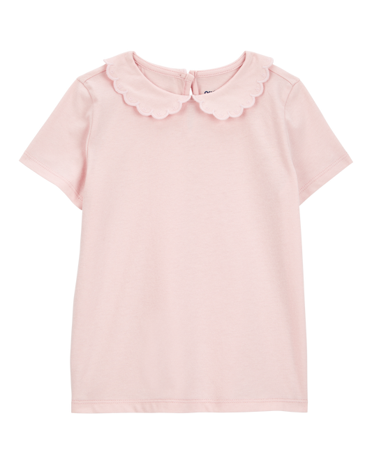 Toddler Scalloped Collar Short-Sleeve Top - Pink