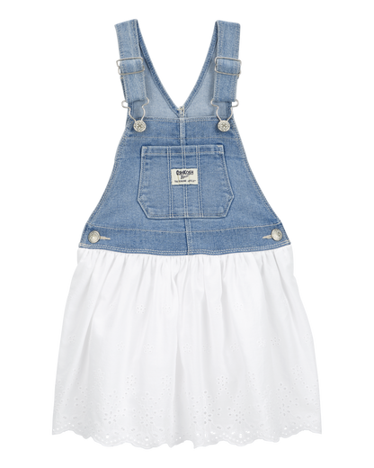 Toddler Stretch Denim Eyelet Jumper Dress
