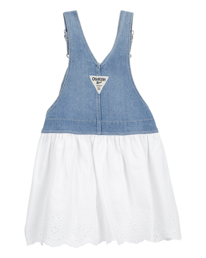 Toddler Stretch Denim Eyelet Jumper Dress