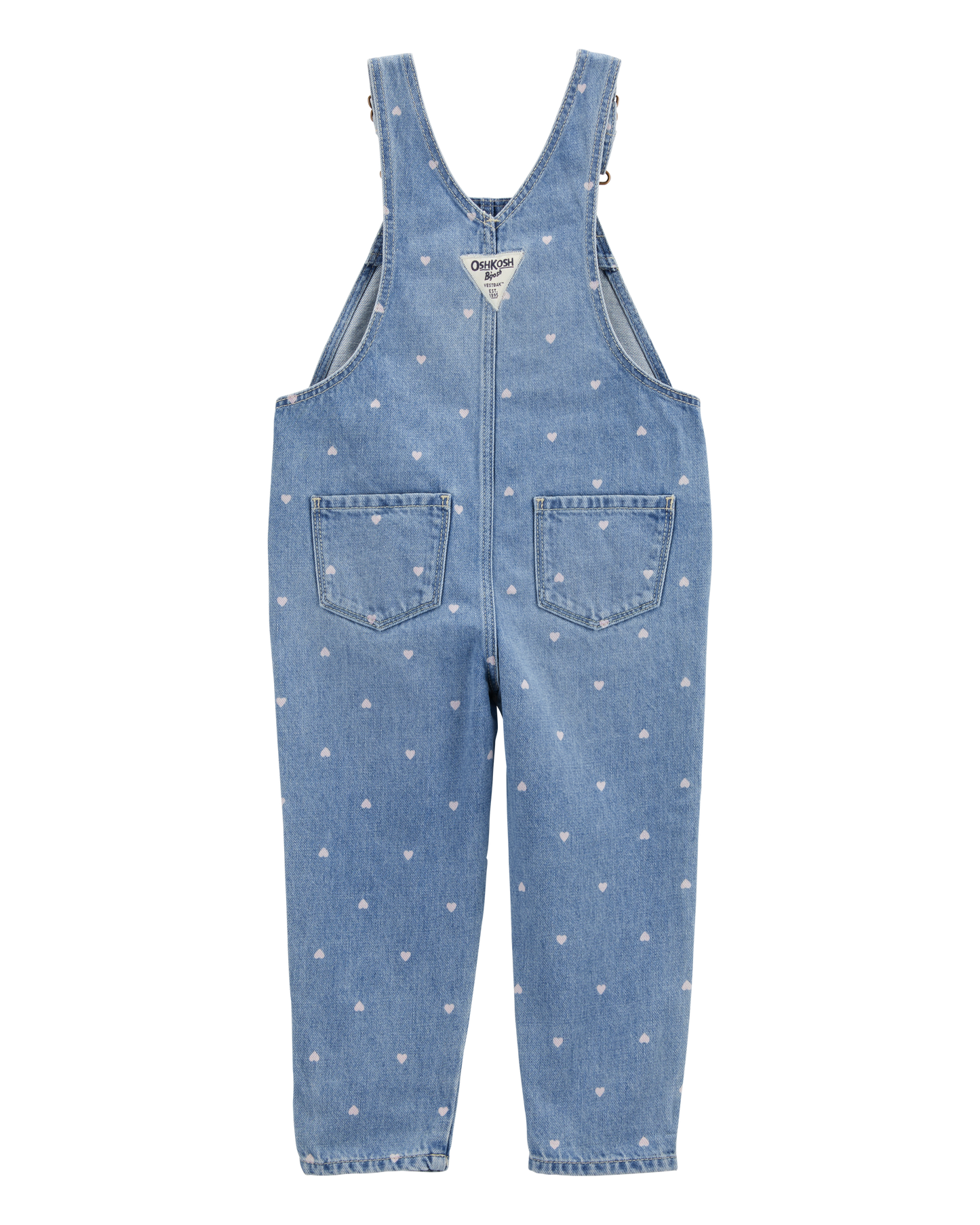 Toddler Heart-Print Knit Denim Overalls - Blue