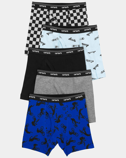 Toddler Boy 5-Pack Checker Print Boxer Brief Underwear