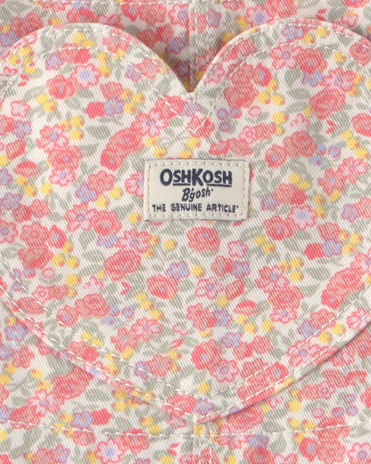 Toddler Girl Floral Heart Pocket Skirtall - Pink