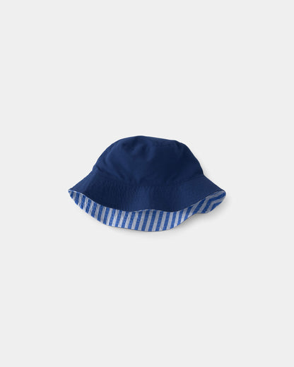 Toddler Boy Reversible Stripe Bucket Swim Hat - Blue
