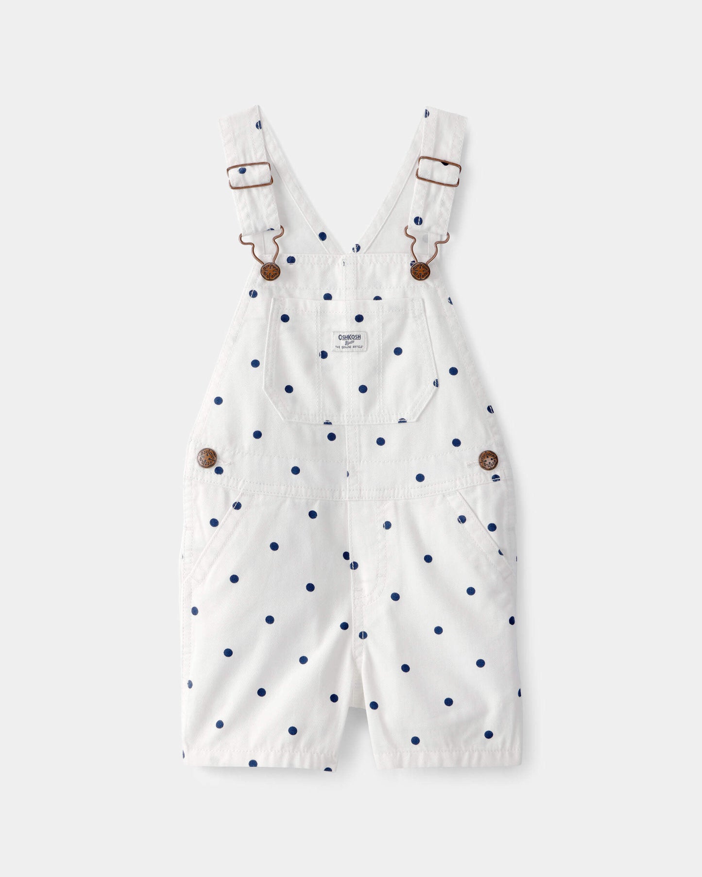 Toddler Girl Polka Dot Shortall - White/Blue