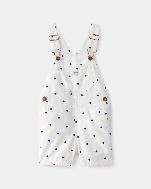 Toddler Girl Polka Dot Shortall - White/Blue