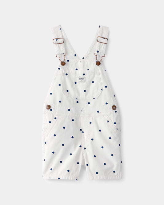Toddler Girl Polka Dot Shortall - White/Blue