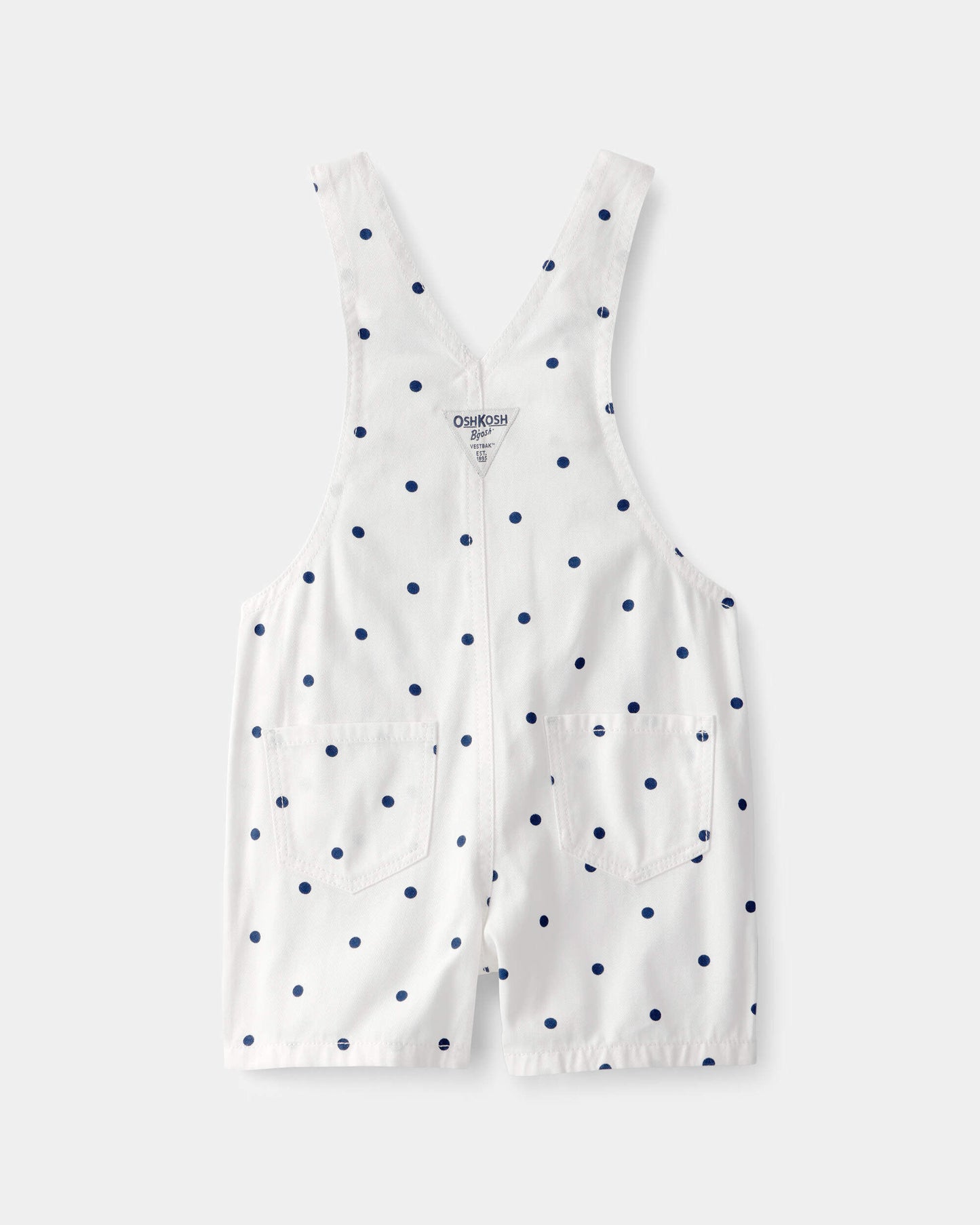 Toddler Girl Polka Dot Shortall - White/Blue