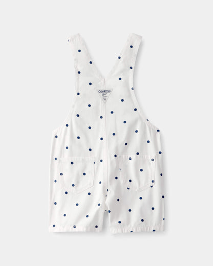 Toddler Girl Polka Dot Shortall - White/Blue