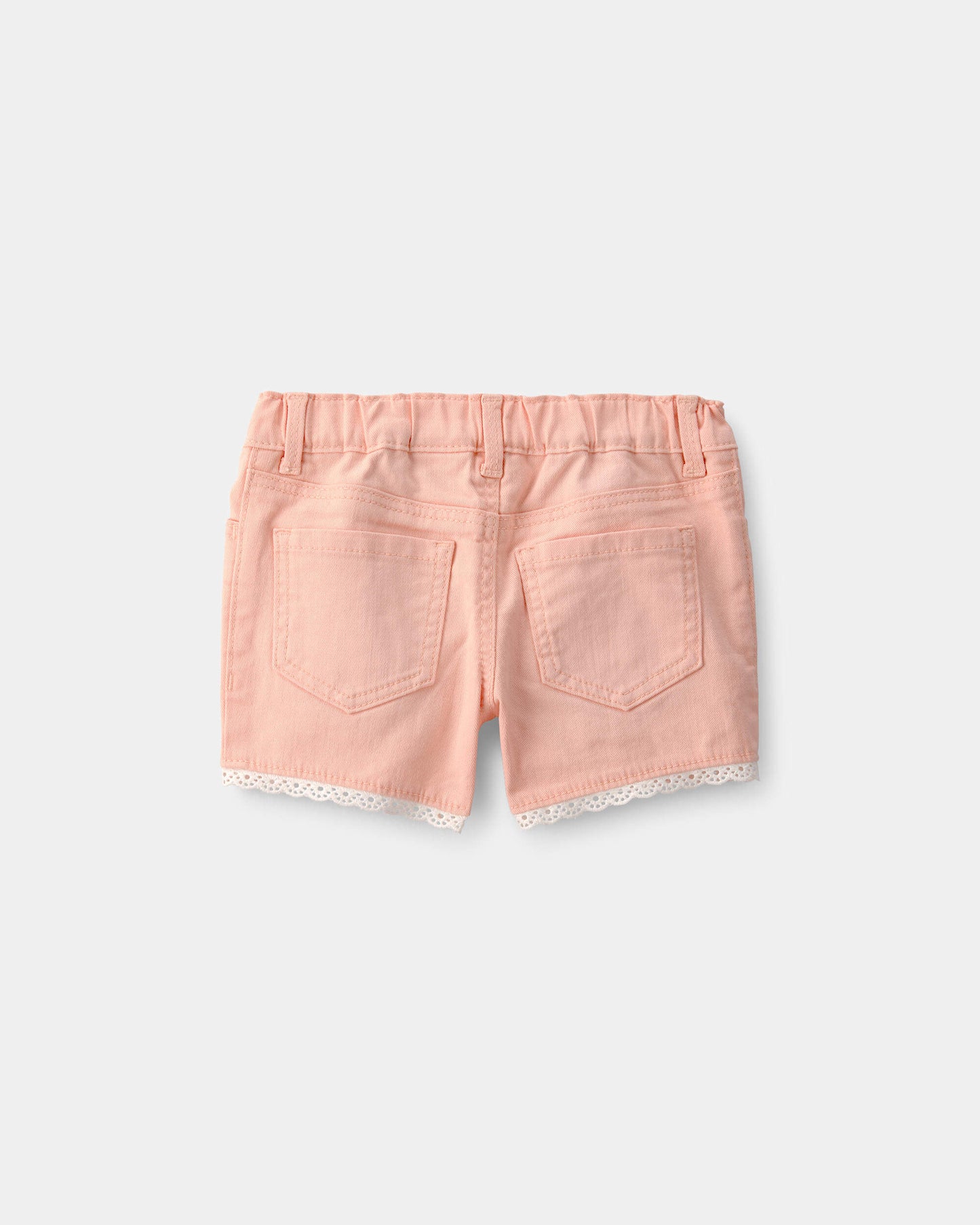 Toddler Girl Eyelet Trim Twill Shorts - Peach