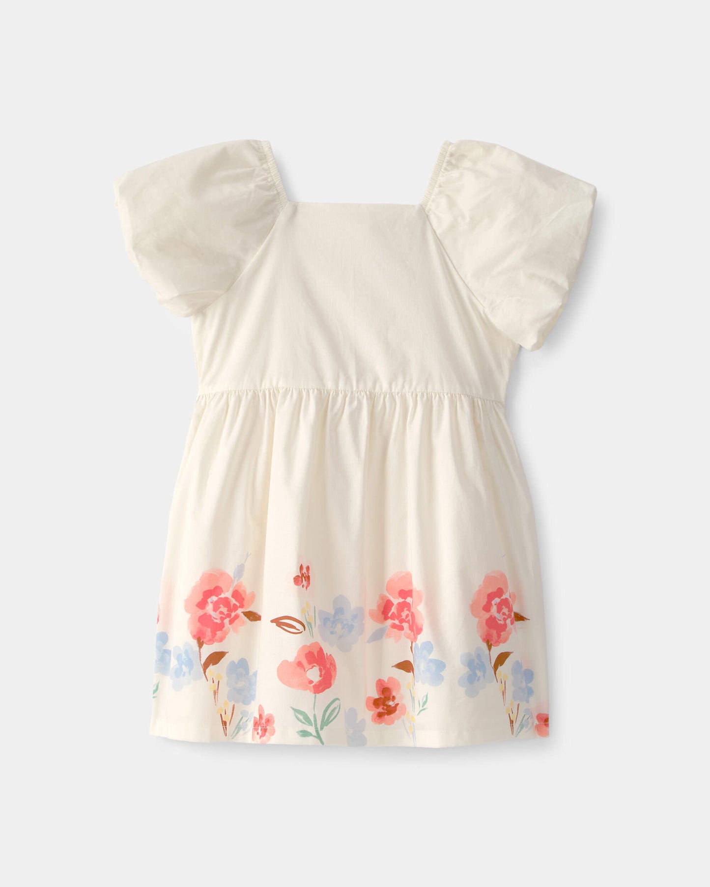 Toddler Girl Floral Puff Sleeve Dress - Ivory
