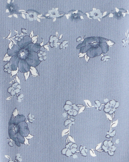 Toddler Girl Floral Drawstring Knit Joggers - Blue