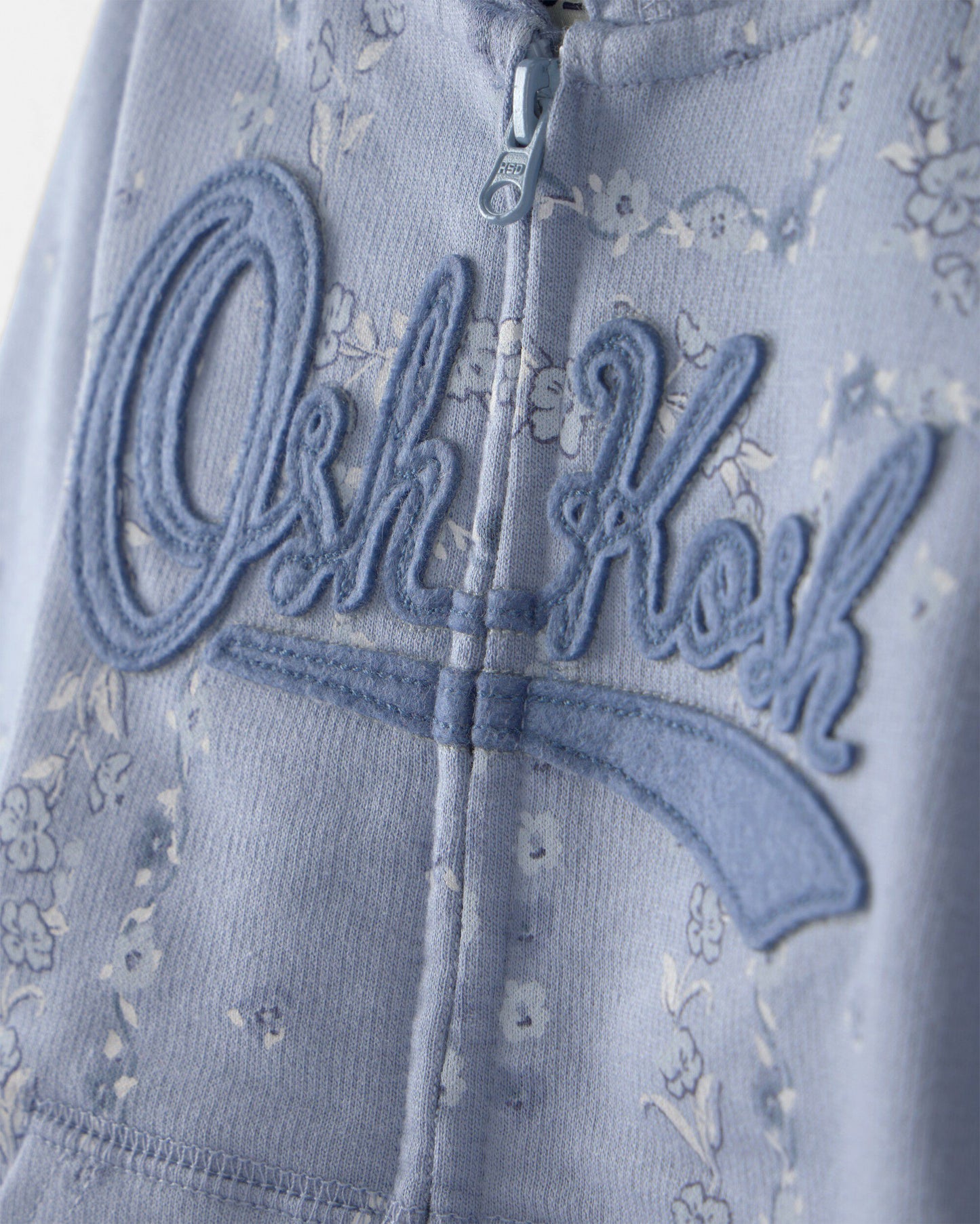 Toddler Girl Floral OshKosh Logo Zip-Up Hoodie - Blue