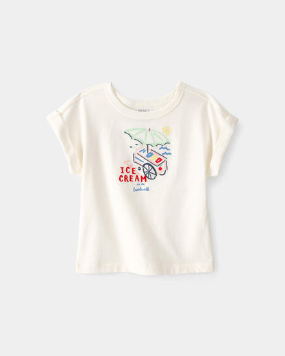 Toddler Girl Ice Cream Top - Cream