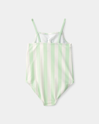 Toddler Girl 1-Piece Striped Swimsuit - Green/Ivory