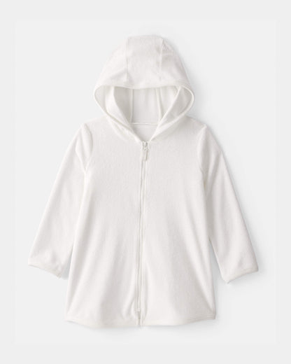 Toddler Girl Terry Cover Up - White