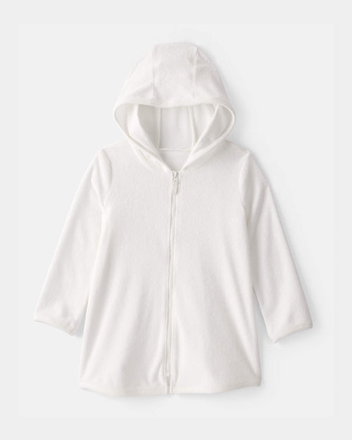 Toddler Girl Terry Cover Up - White