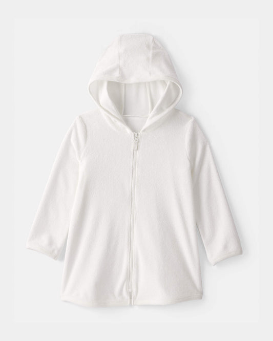 Toddler Girl Terry Cover Up - White