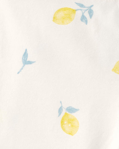 Toddler Girl Lemon Bike Shorts - Cream