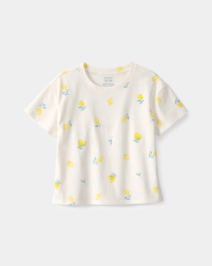 Toddler Girl Lemon Relaxed Top - Cream