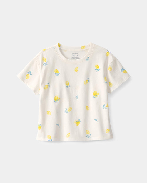 Toddler Girl Lemon Relaxed Top - Cream