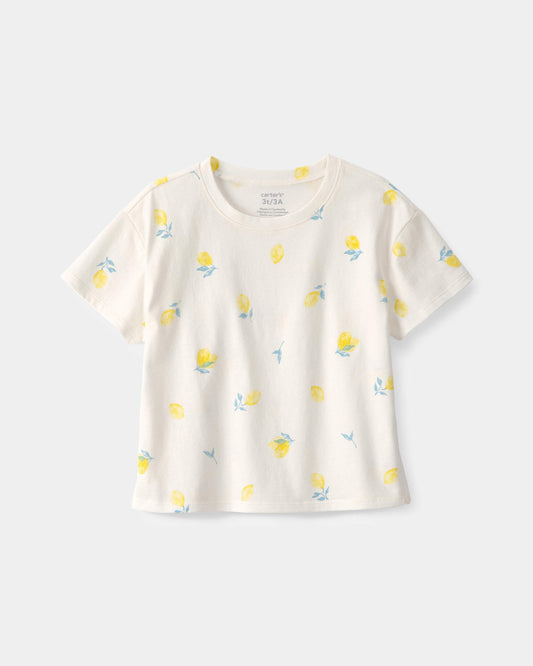 Toddler Girl Lemon Relaxed Top - Cream